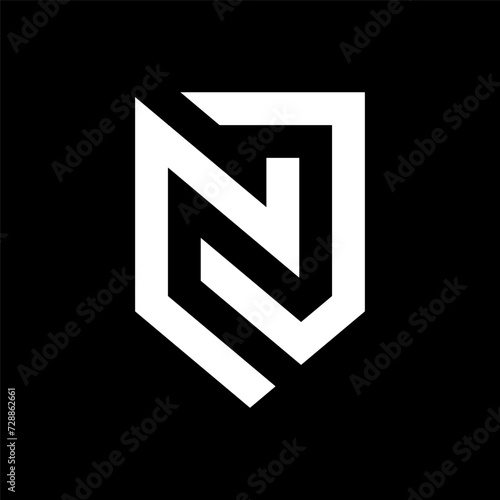 Letter N or NJ shield logo design photo