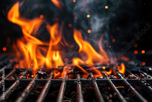 Close up of an isolated barbecue grill on a black background