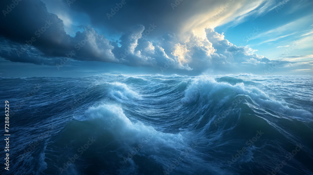 Fototapeta premium Mesmerizing beauty and stormy energy of the waves at dawn