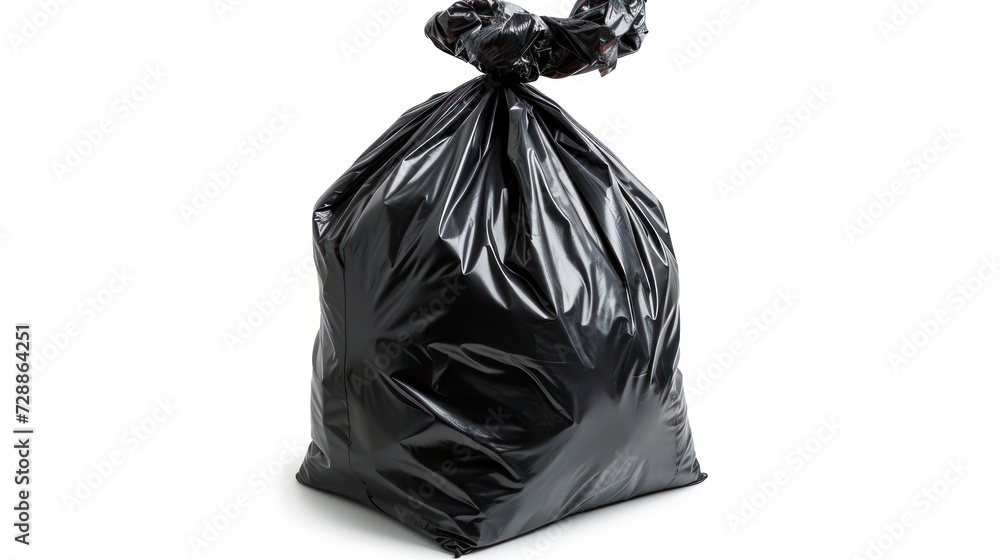  a black trash bag on a white background with a black plastic bag in the middle of the bag and a black plastic bag in the middle of the bag on the bottom of the bag.