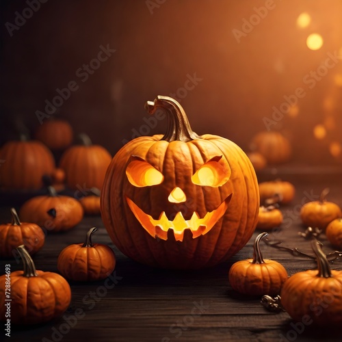 Halloween Pumpkin Background in Orange Tone
