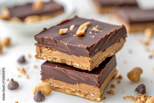 Dessert Homemade chocolate peanut butter bar photo