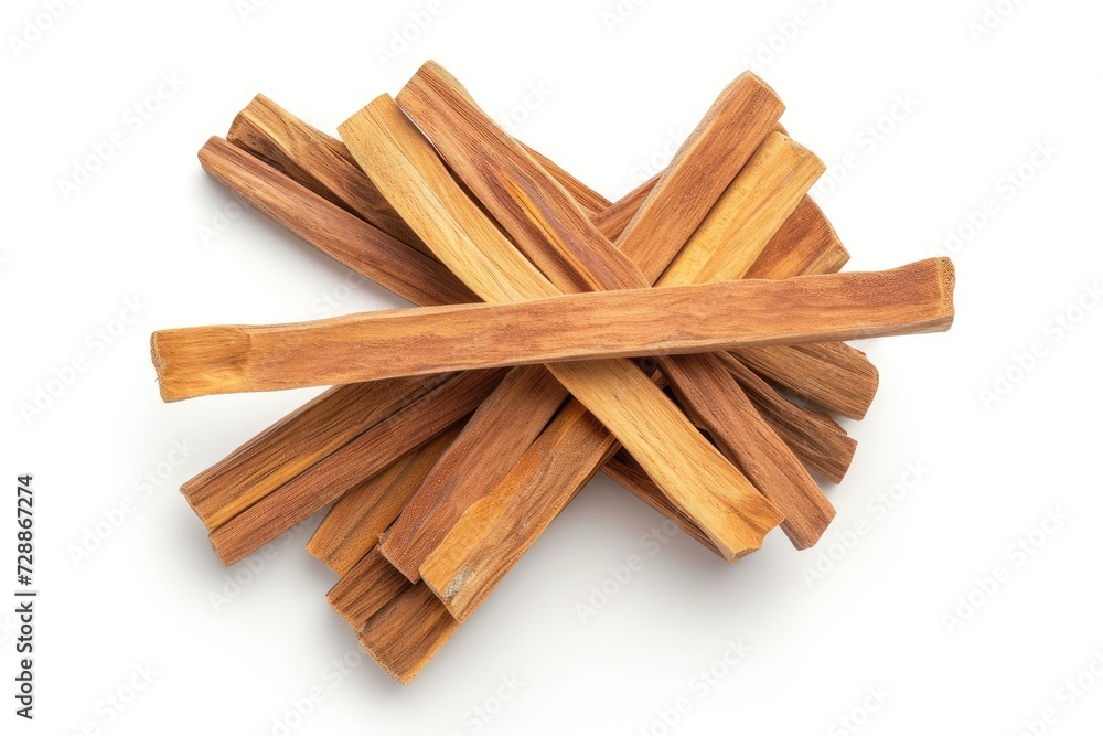 Isolated sandalwood sticks viewed from above on a white background Isolated sandalwood sticks viewed from above on a white background