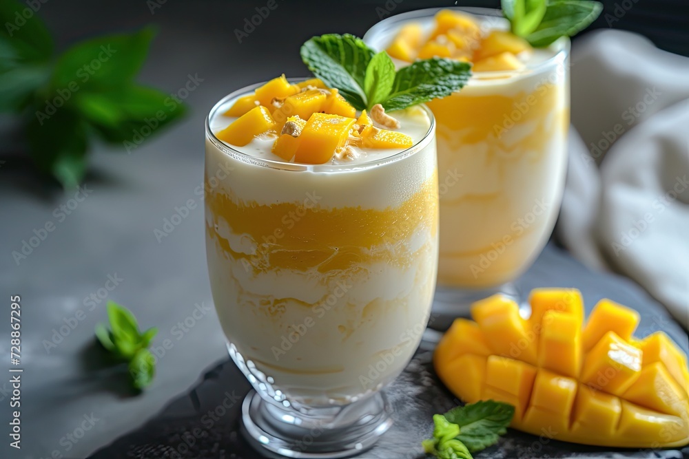 Healthy fruit smoothie with lime mint and ice Healthy fruit smoothie with lime mint and ice