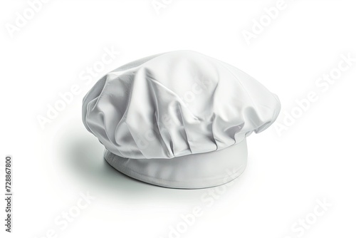 Isolated white chef hat on white backdrop