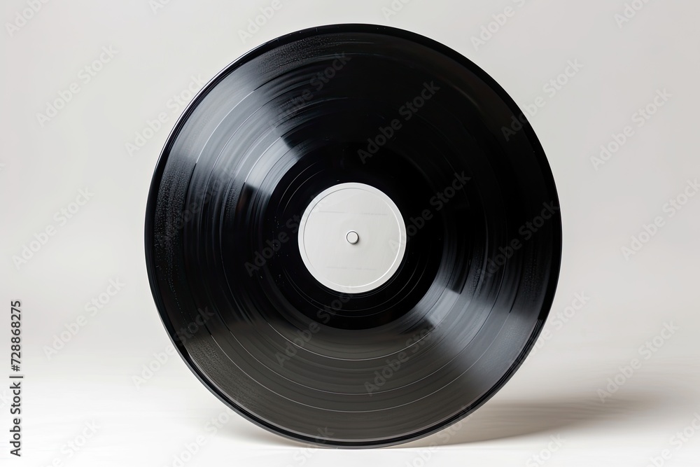 Lone vinyl disk on white backdrop