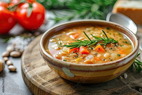 Rosemary infused bowl of bean soup