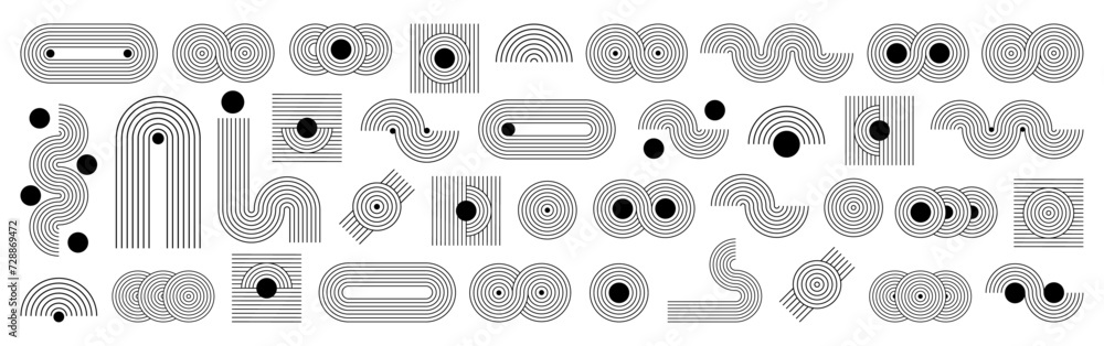 Set of geometric linear shapes. Vector linear figure. Set of geometric linear shapes. Vector linear figure.