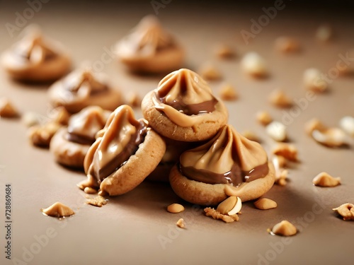 peanut butter blossom cookie is a delicious treat that combines the rich flavor of peanut butter with the sweetness of a chocolate kiss. photo
