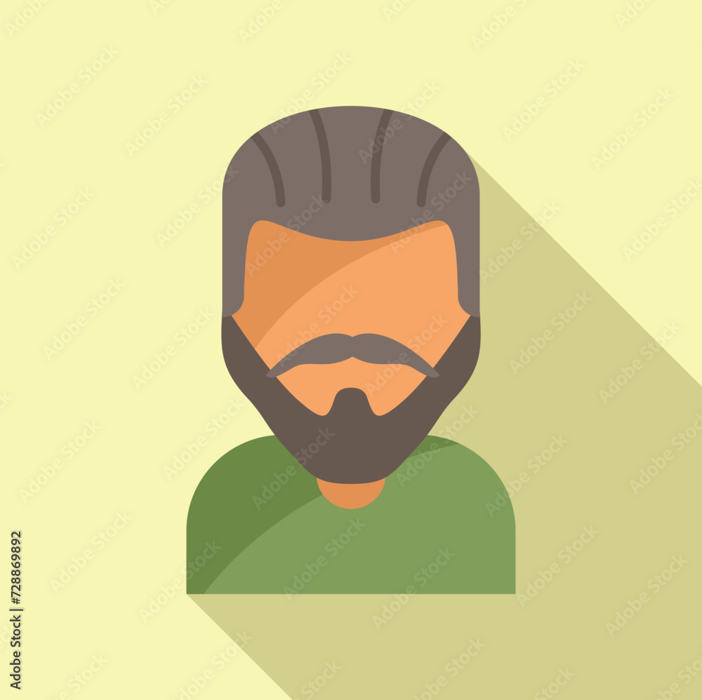 Model beard man icon flat vector. Adult portrait. Fashion male