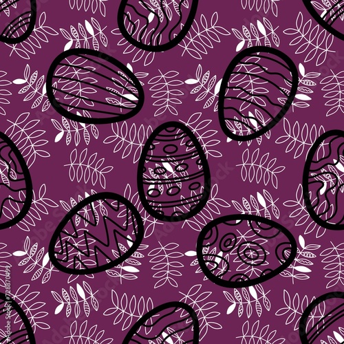 Easter eggs seamless floral leaves pattern for wrapping paper and fabrics and kids print and spring accessories