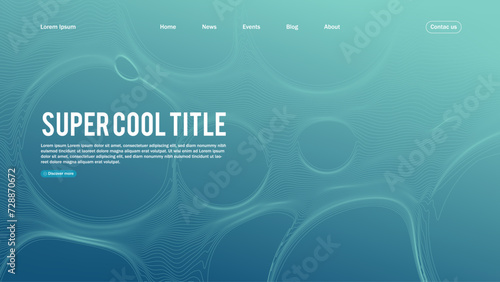 Landing page abstract design with dynamic line bubbles . Template for website or app.