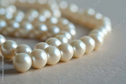 Pile of pearls. Natural white string of pearls. Generative AI