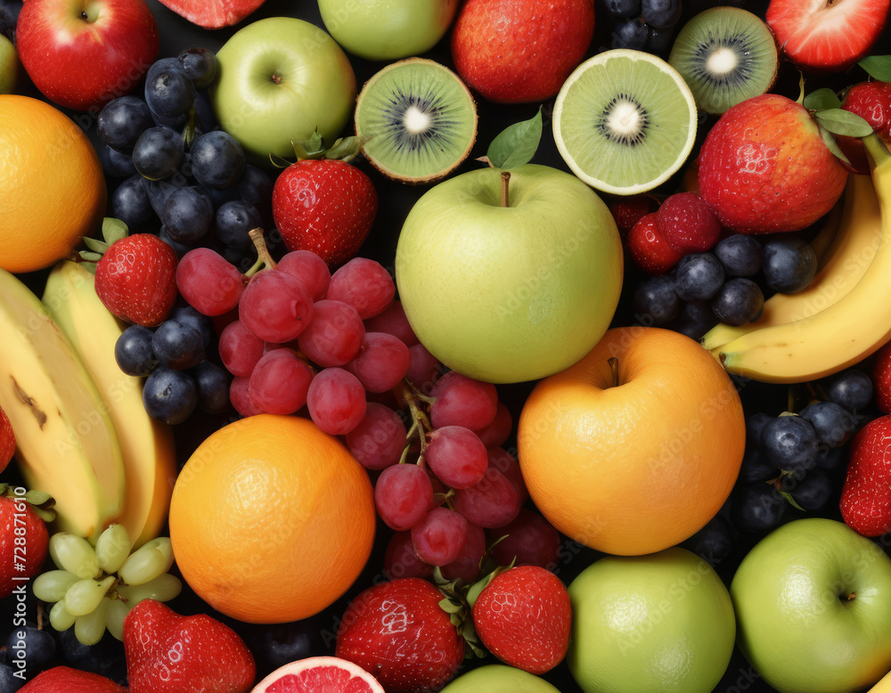 Mix of bright various fruits. view from above. Mix of bright various fruits. view from above.