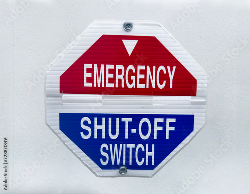 Valokuva Emergency shut off switch sign on a wall