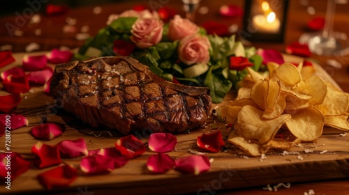 Steak dinner with sides