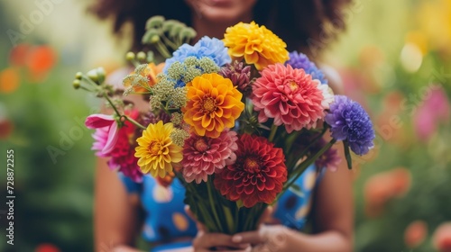 Person holding a bouquet of flowers