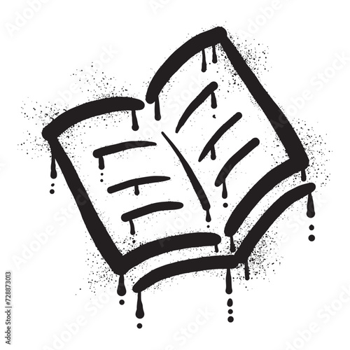 Book graffiti drawn with black spray paint