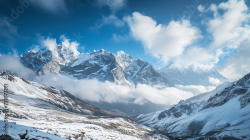 Beautiful Scenic Himalayas Covered in Snow © yasir