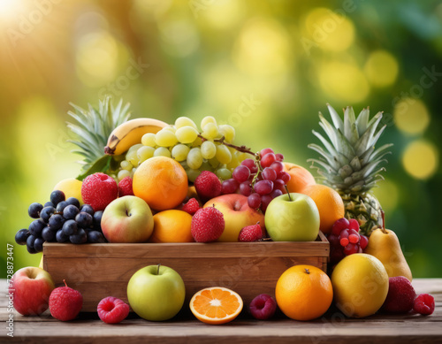 Sunlit Assortment of Fresh, Colorful Fruits