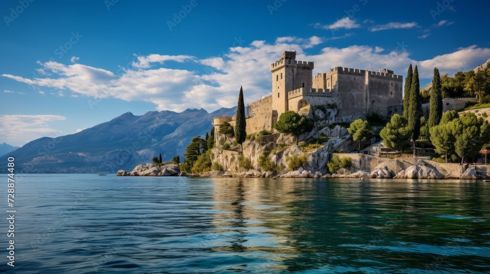 Castle Perched on Cliff Overlooking Body of Water