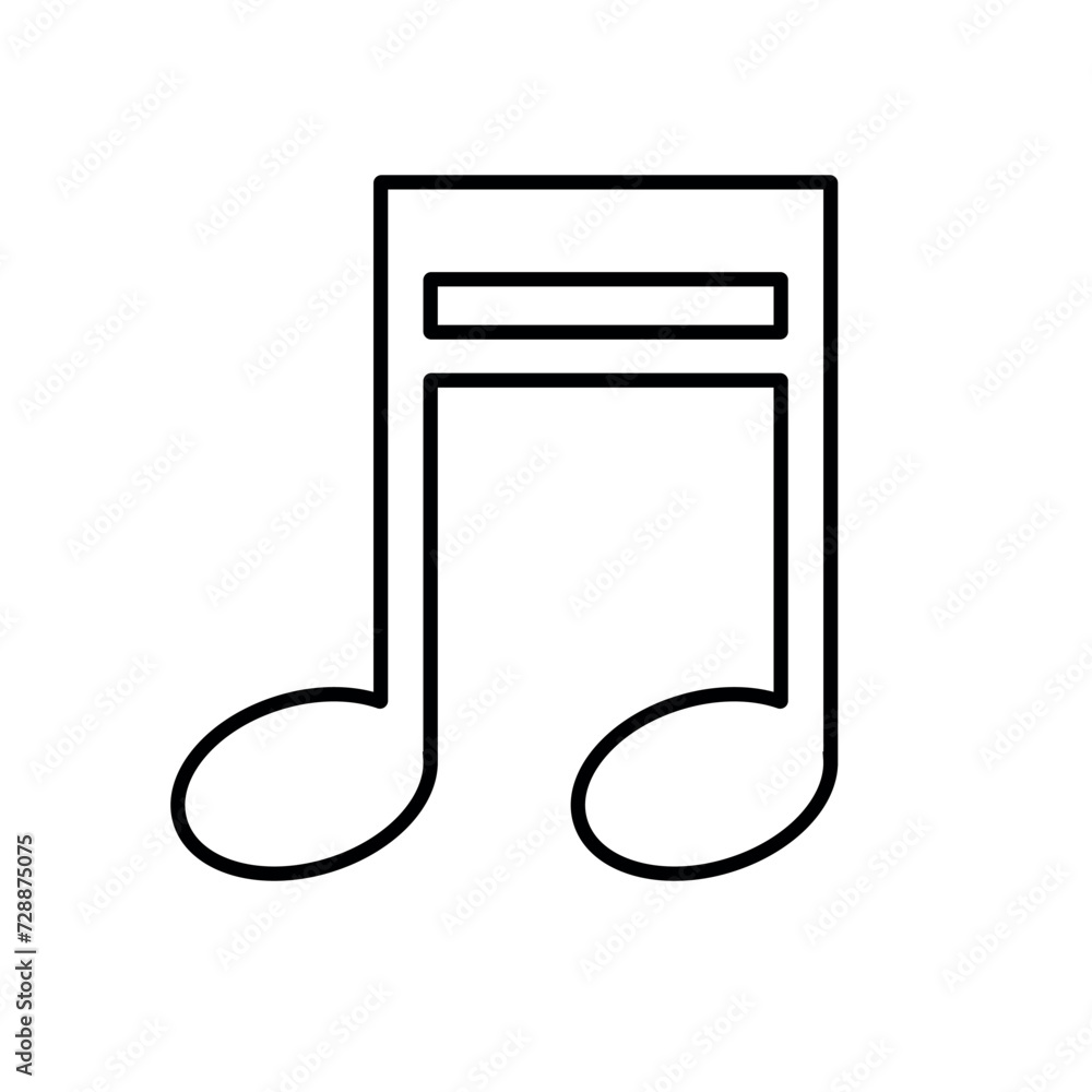 Vector flat outline music note isolated on white background Vector flat outline music note isolated on white background