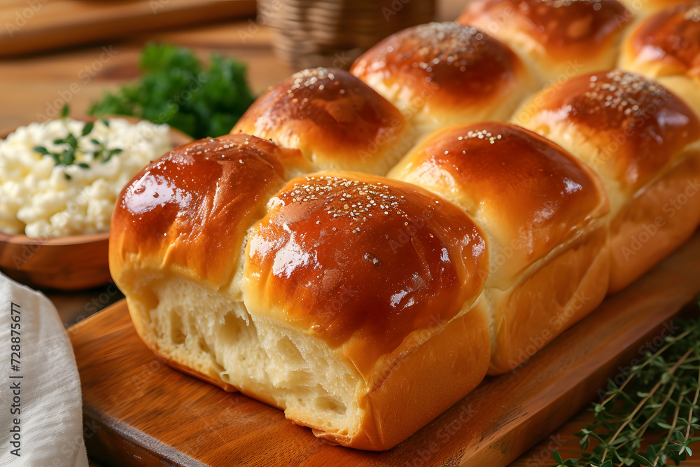 Homemade bread, delicious bread, bread closeup, soft and fresh bread