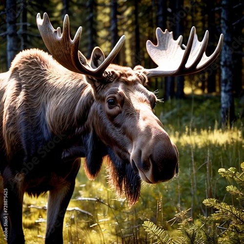 Moose wild animal living in nature, part of ecosystem © Kheng Guan Toh