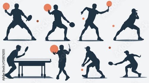 A collection of silhouettes depicting table tennis players photo