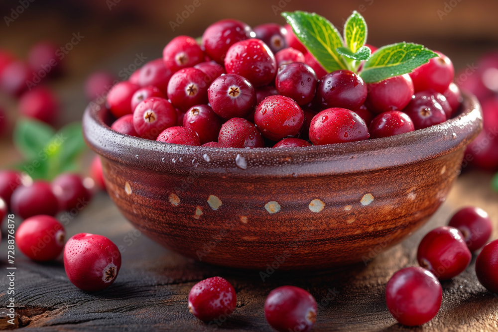 Capture the charm of autumn with this captivating stock image featuring a little ceramic bowl filled with fresh, vibrant cranberries, placed on an old rustic surface. Add a touch of vintage appeal and Capture the charm of autumn with this captivating stock image featuring a little ceramic bowl filled with fresh, vibrant cranberries, placed on an old rustic surface. Add a touch of vintage appeal and
