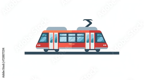 A flat vector icon depicting a light rail transit with a pantograph, suitable for transportation apps and websites photo