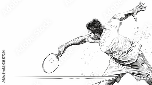 A line art depiction of a ping pong player