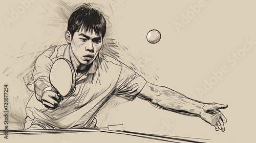 A line art depiction of a ping pong player