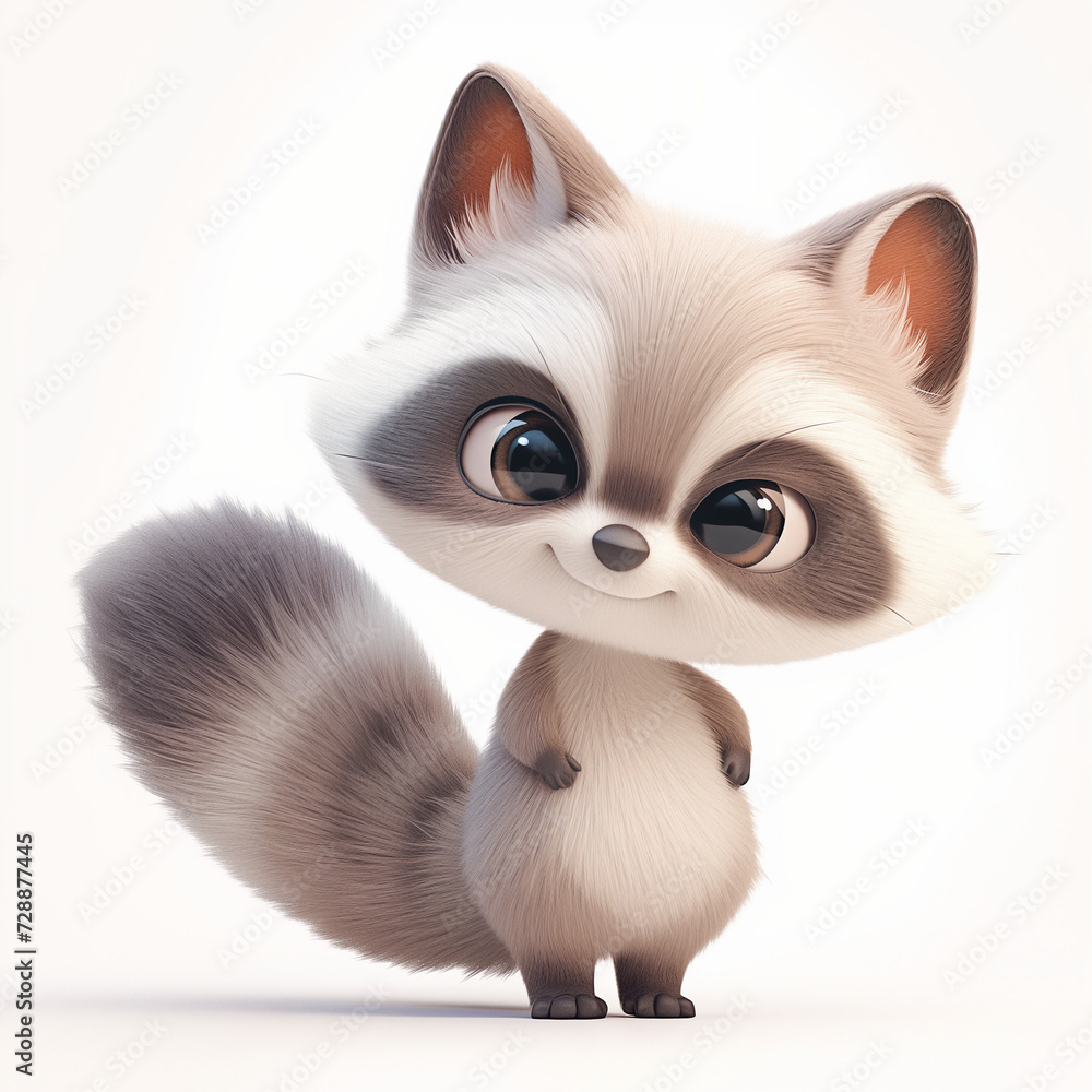 3D modeled cartoonish baby raccoon animation 3D modeled cartoonish baby raccoon animation