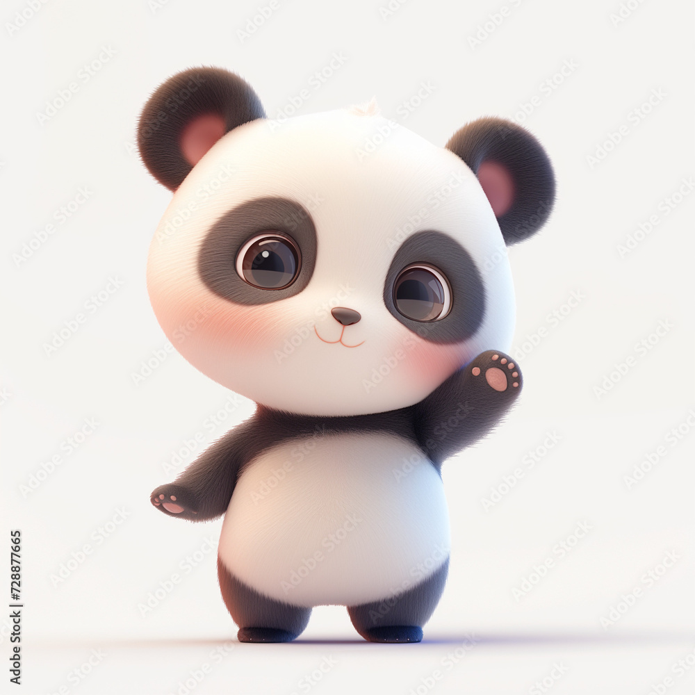 Naklejka premium Panda portrayed in 3D cartoon style 