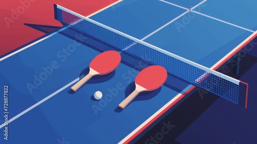A vector illustration depicting a ping pong poster template featuring a table and rackets for ping-pong photo