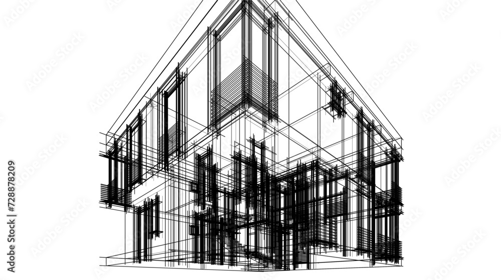 architectural drawing vector 3d illustration