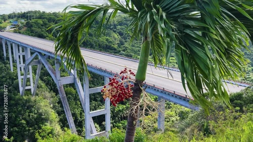 The Bacunayagua Bridge is a landmark of the Island of Freedom, connecting two parts of the Via Blanca highway. View from the Bacunayagua observation deck on the main Havana-Varadero road. Cuba photo