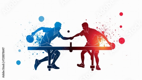 Silhouettes of table tennis player Vector on white