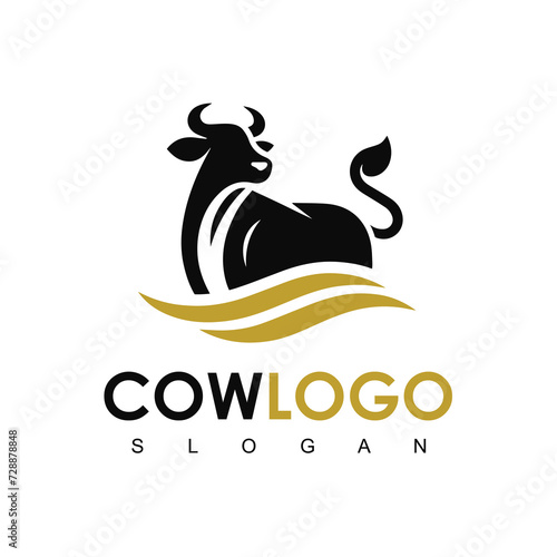 Cow Logo. Premium Cow farm product logo design vector. Vintage Cattle Angus Beef logo photo