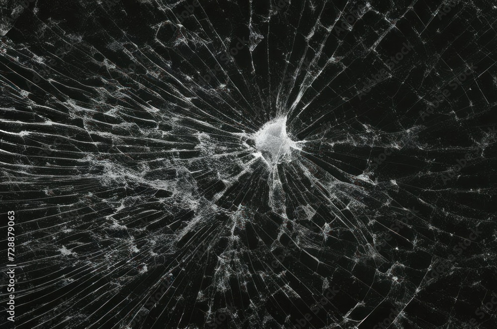 Broken glass in the shape of a hole on a black background. Broken glass in the shape of a hole on a black background.