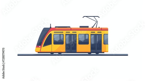 A flat icon of a tram, representing a colored element from the public transport collection. This flat tram icon is suitable for web design, infographics, and more