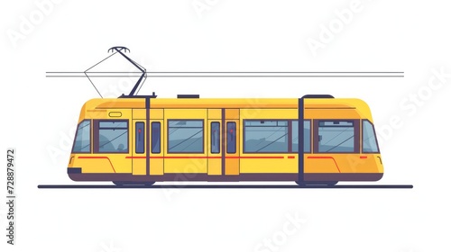A flat icon of a tram, representing a colored element from the public transport collection. This flat tram icon is suitable for web design, infographics, and more