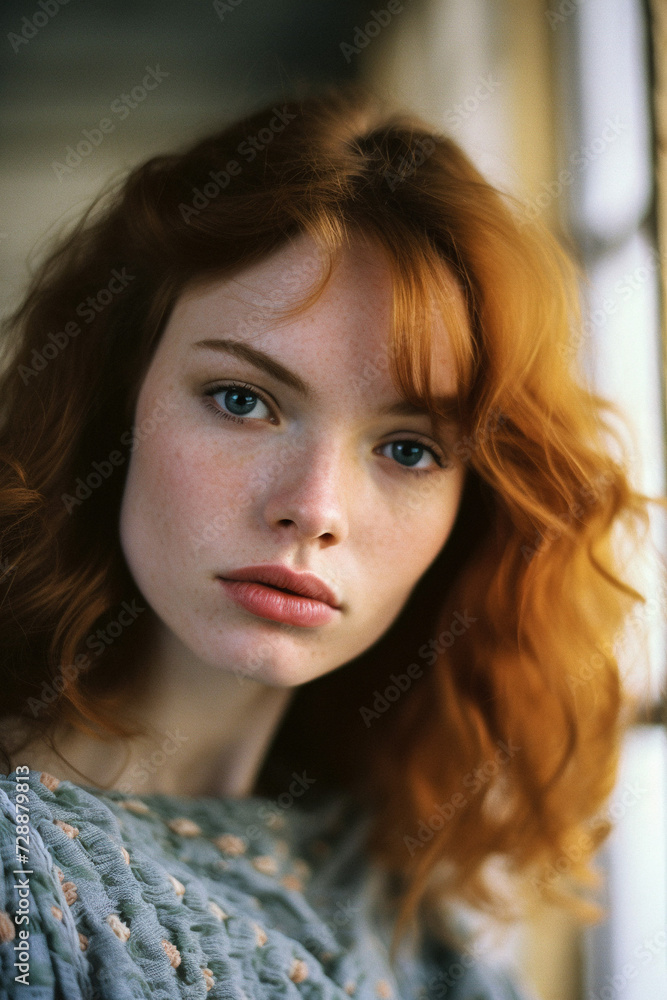 AI-Generated Stunning Portrait of a Beautiful Red-Haired Young Woman AI-Generated Stunning Portrait of a Beautiful Red-Haired Young Woman