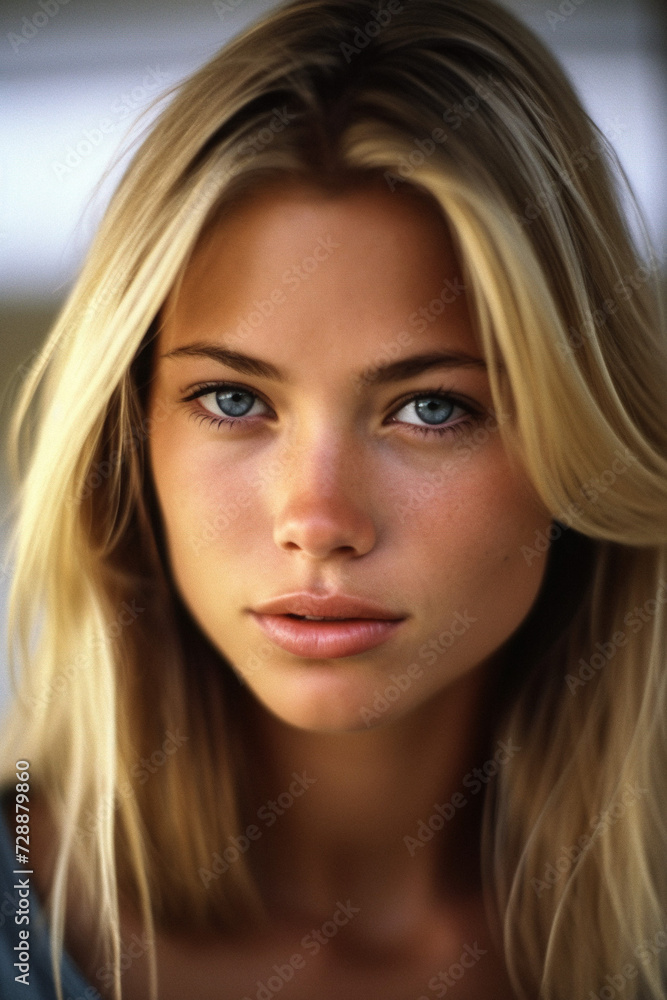 AI-Generated Portrait of a Stunning Blonde Woman with Blue Eyes AI-Generated Portrait of a Stunning Blonde Woman with Blue Eyes