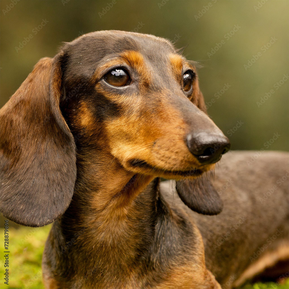 close up portrait of a dachshund