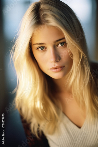 AI-Generated Portrait of a Stunning Blonde Woman with Blue Eyes © Uolir