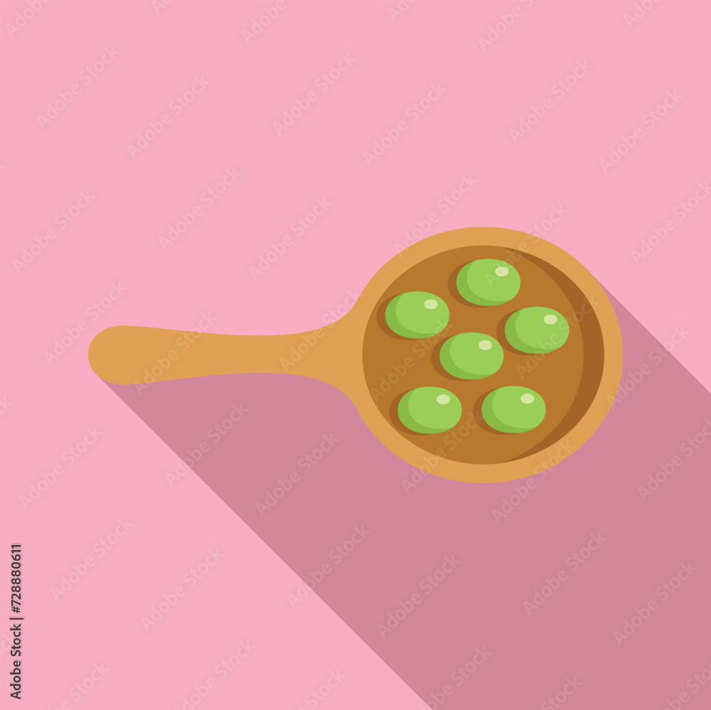 Spoon of lentil icon flat vector. Grain plant energy. Food cooking