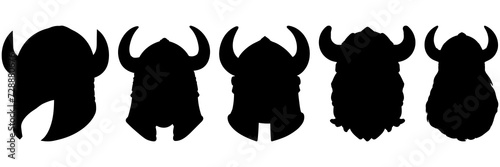 Viking nordic silhouettes set, large pack of vector silhouette design, isolated white background
