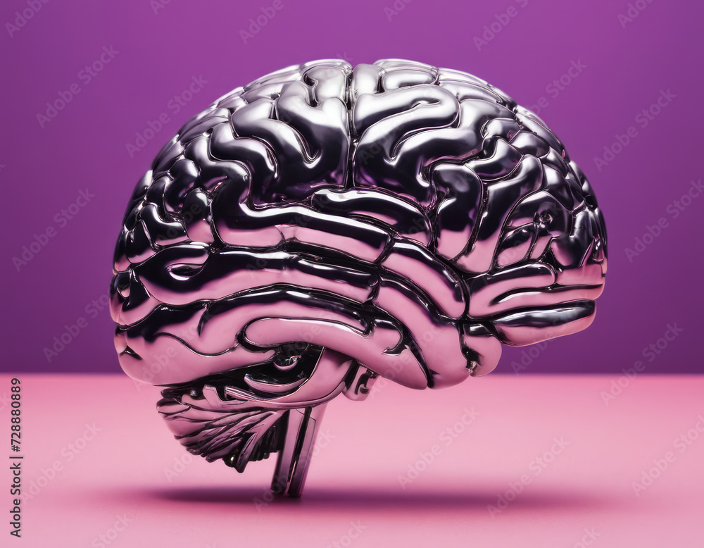 Metallic Purple Brain Model on Purple Background Metallic Purple Brain Model on Purple Background